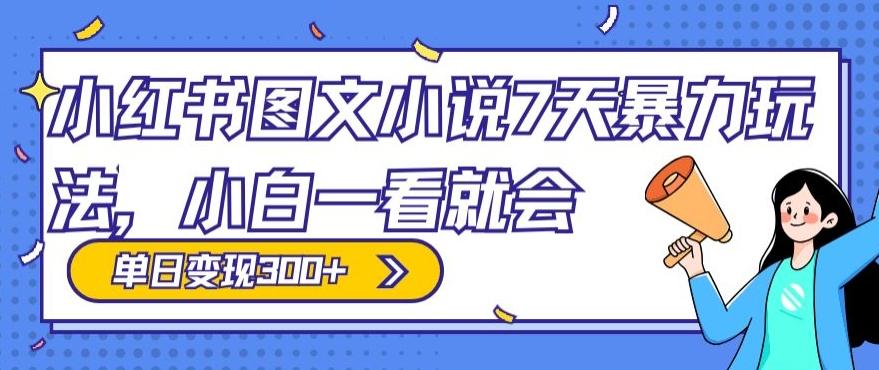 小红书图文小说7天暴力玩法，小白一看就会，单日变现300+-天韵资源网