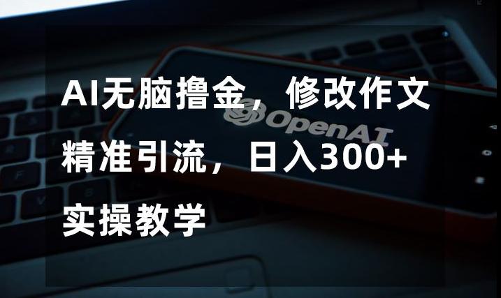 AI无脑撸金，修改作文精准引流，日入300+，实操教学【揭秘】-天韵资源网