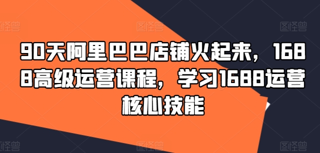 90天阿里巴巴店铺火起来，1688高级运营课程，学习1688运营核心技能-天韵资源网