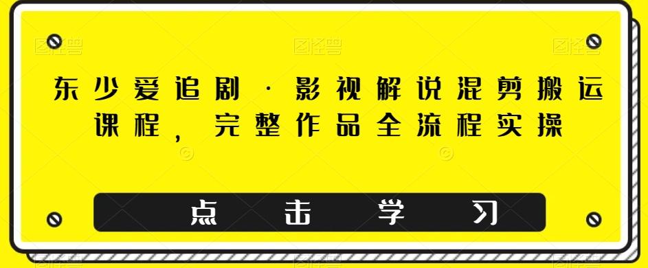 东少爱追剧·影视解说混剪搬运课程，完整作品全流程实操-天韵资源网