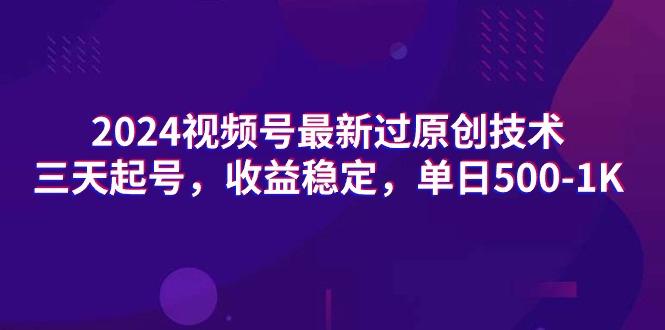 (9505期)2024视频号最新过原创技术，三天起号，收益稳定，单日500-1K-天韵资源网
