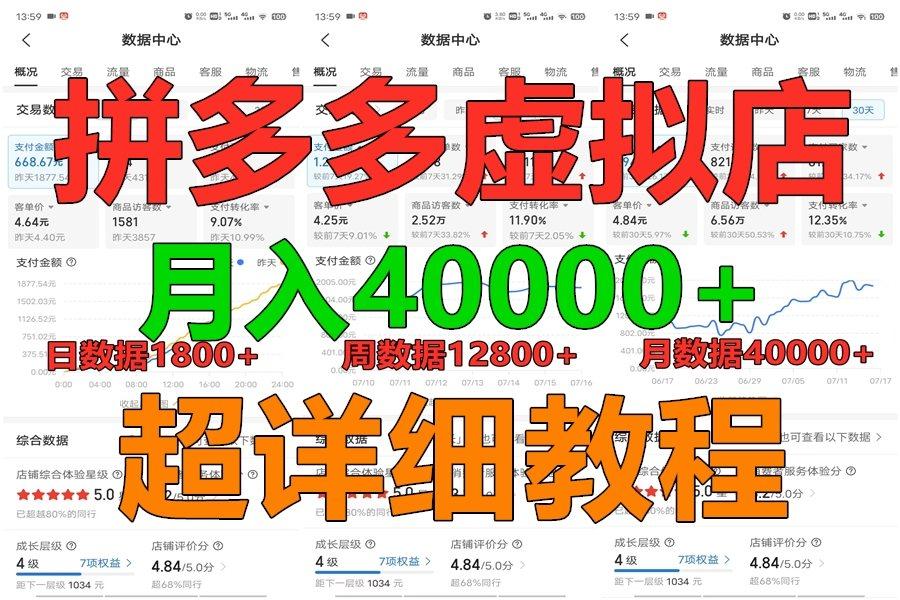 拼多多虚拟电商训练营月入40000+，全网最详细，你做你也行，暴利稳定长久-天韵资源网