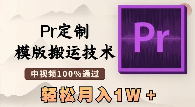 最新Pr定制模版搬运技术，中视频100%通过，几分钟一条视频，轻松月入1W＋【揭秘】-天韵资源网