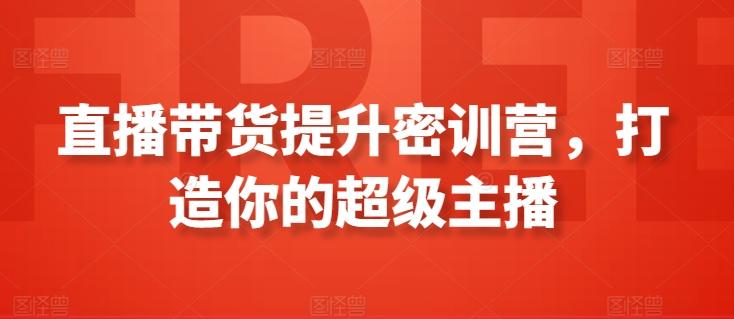 直播带货提升密训营，打造你的超级主播-天韵资源网