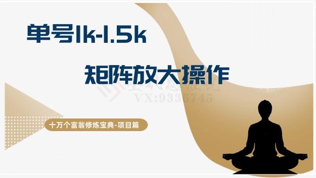 十万个富翁修炼宝典15.单号1k-1.5k，矩阵放大操作-天韵资源网