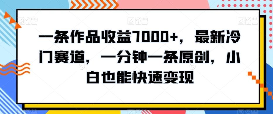 一条作品收益7000+，最新冷门赛道，一分钟一条原创，小白也能快速变现-天韵资源网