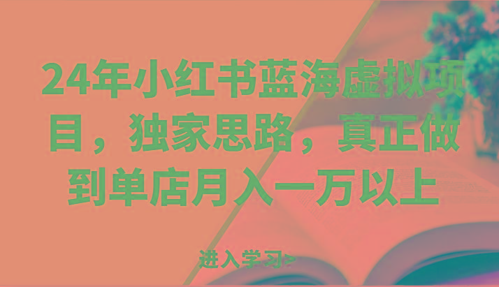 24年小红书蓝海虚拟项目，独家思路，真正做到单店月入一万以上。-天韵资源网