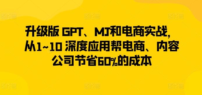 升级版 GPT、MJ和电商实战，从1~10 深度应用帮电商、内容公司节省60%的成本-天韵资源网