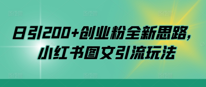 日引200+创业粉全新思路，小红书图文引流玩法【揭秘】-天韵资源网