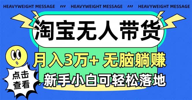 淘宝无人带货3.0高收益玩法，月入3万+，无脑躺赚，新手小白可落地实操-天韵资源网