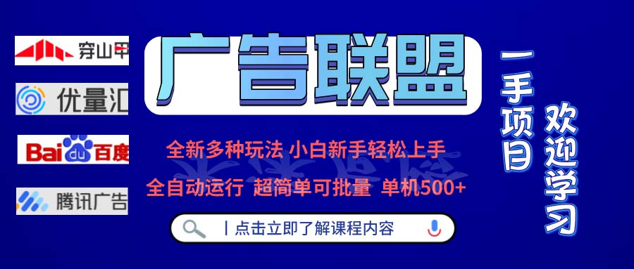 广告联盟 全新多种玩法 单机500+  全自动运行  可批量运行-天韵资源网