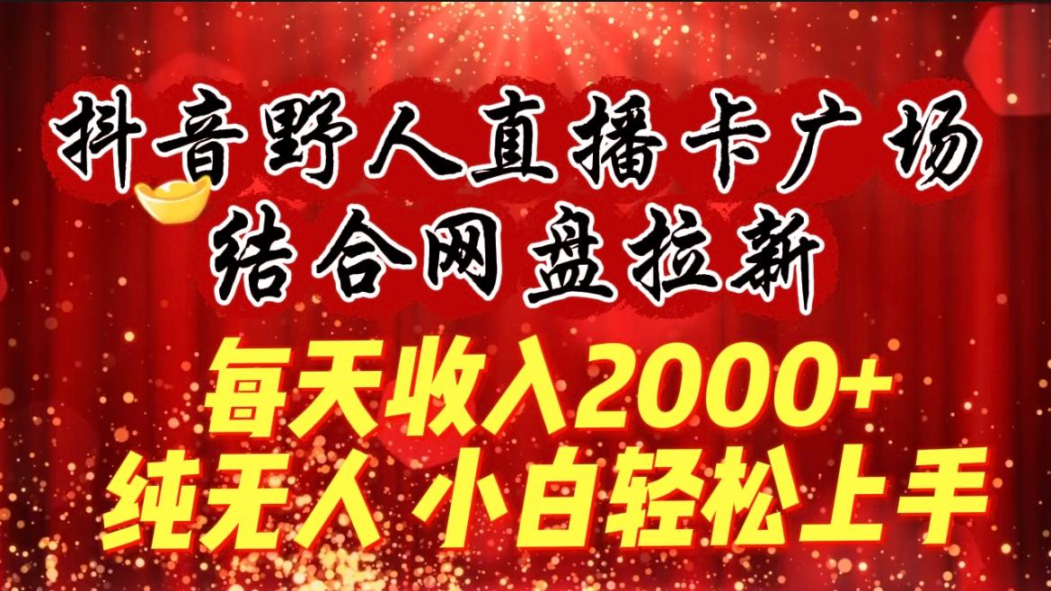 (9504期)每天收入2000+，抖音野人直播卡广场，结合网盘拉新，纯无人，小白轻松上手-天韵资源网