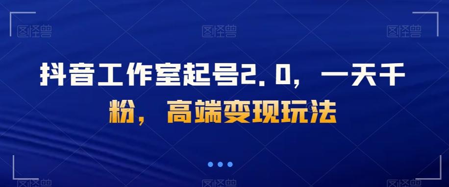 抖音工作室起号2.0，一天千粉，高端变现玩法【揭秘】-天韵资源网