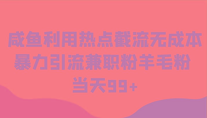 咸鱼利用热点截流无成本暴力引流兼职粉羊毛粉 当天99+-天韵资源网