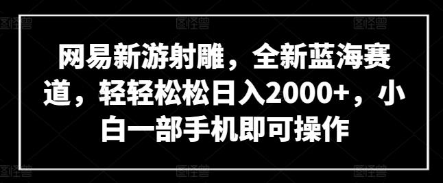 网易新游射雕，全新蓝海赛道，轻轻松松日入2000+，小白一部手机即可操作【揭秘】-天韵资源网