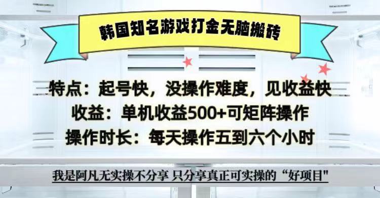 全网首发海外知名游戏打金无脑搬砖单机收益500+ 即做！即赚！当天见收益！-天韵资源网