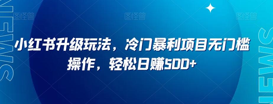 小红书升级玩法，冷门暴利项目无门槛操作，轻松日赚500+【揭秘】-天韵资源网