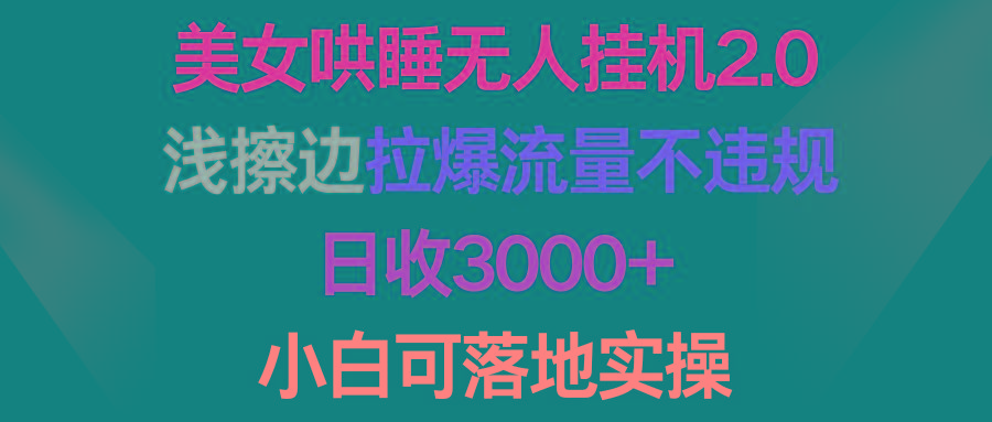 (9905期)美女哄睡无人挂机2.0，浅擦边拉爆流量不违规，日收3000+，小白可落地实操-天韵资源网
