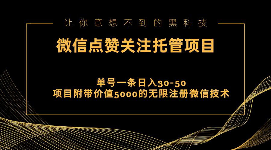 视频号托管点赞关注，单微信30-50元，附带价值5000无限注册微信技术-天韵资源网