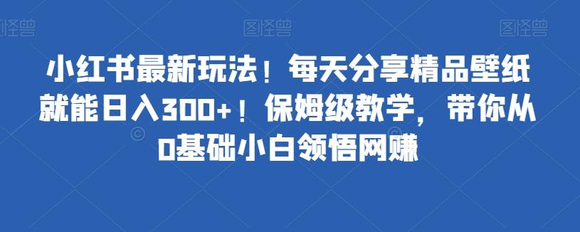 小红书最新玩法！每天分享精品壁纸就能日入300+！保姆级教学，带你从0基础小白领悟网赚-天韵资源网